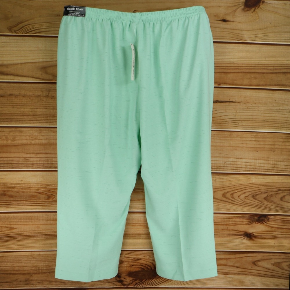 Alfred Dunner Pants Womens 22W Green Classic Fit Easy Care Stretch Waist NWT $52 - Picture 2 of 8